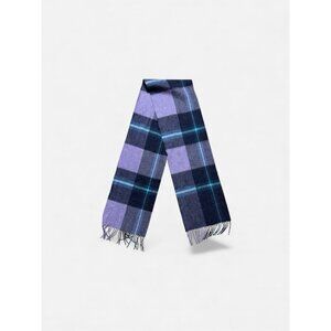 House of Scotland 100% Lambswool Plaid Fringe Scarf Purple Navy
